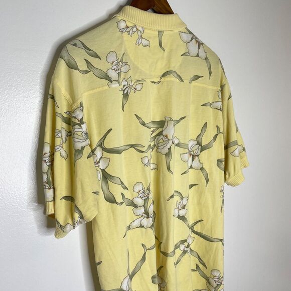 Tommy Bahama Yellow Floral Tropical Short Sleeve Polo Shirt Size Medium Men’s - Picture 8 of 11